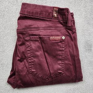7 For All Mankind b(air) Jeans Womens 28 Maroon Skinny Lightweight Stretch Denim